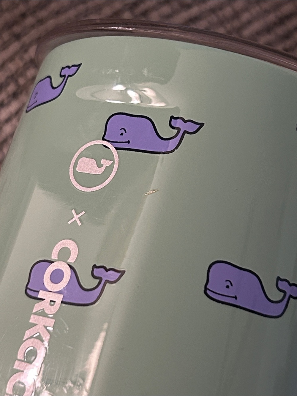 Corkcicle x vineyard vines Stemless Wine Cup Whales Repeat pattern in Capri Blue - Picture 8 of 8